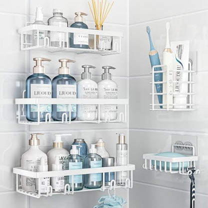 Liuoud 5 Pack Shower Caddy for Inside Shower, White Bathroom Storage Decor
