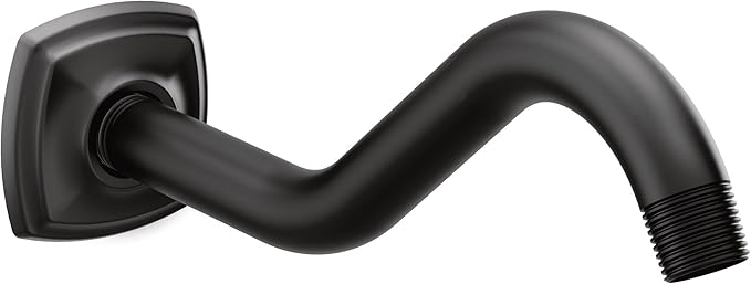 Moen 161951BL Curved Shower Arm with Wall Flange, Matte Black