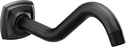 Moen 161951BL Curved Shower Arm with Wall Flange, Matte Black