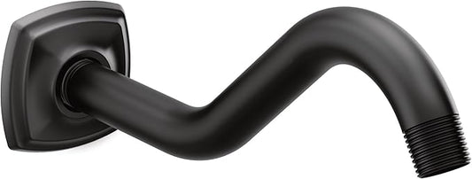 Moen 161951BL Curved Shower Arm with Wall Flange, Matte Black