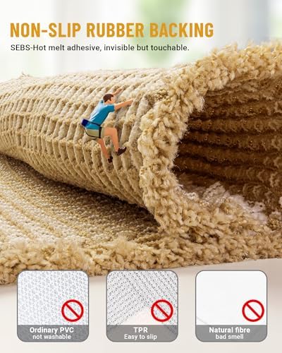 Furicher Large Waffle Bath Mat Set, Non Slip Bathroom Mat Set 2 Piece, Ultra Absorbent Bath Mats, Machine Washable Bath Rugs, Brown & White, 20"×47" and 16"×24"