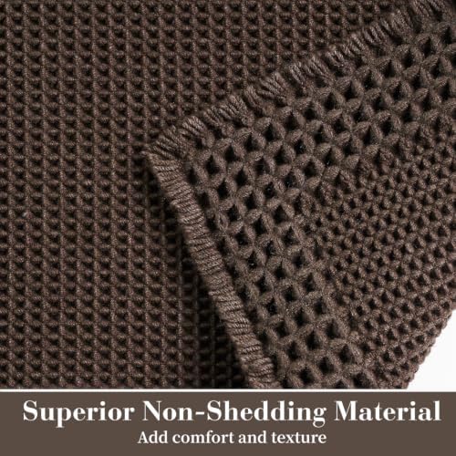 RESARE Waffle Bath Mat for Bathroom Non Slip Bathroom Rugs 20x32 Dark Brown