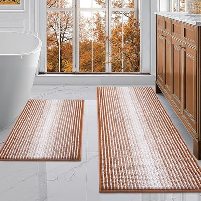 BSICPRO Bathroom Rugs Sets 2 Piece, Non Slip Bath Mats, Caramel Brown