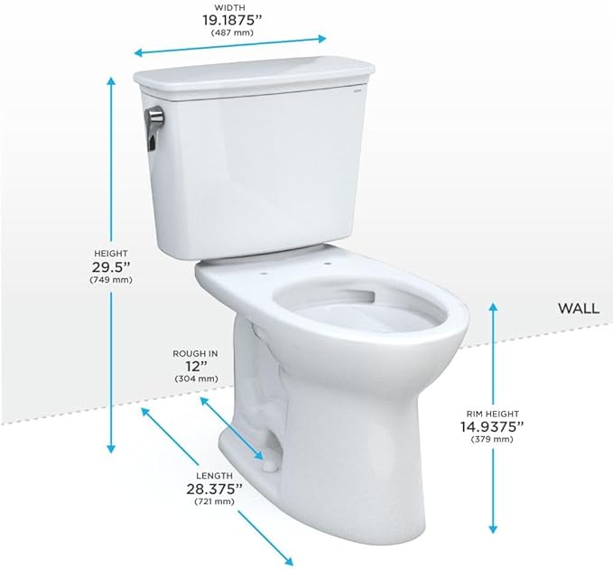 TOTO Drake Transitional Two-Piece Elongated 1.28 GPF TORNADO FLUSH Toilet with CEFIONTECT, Cotton White - CST786CEG#01