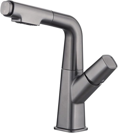 Modern Brushed Gold Bathroom Faucet for Sink Single Handle Lavatory Faucet with Pull and Lift Design Stylish Vanity Faucet for 1 Hole Bathroom Sink，Grey
