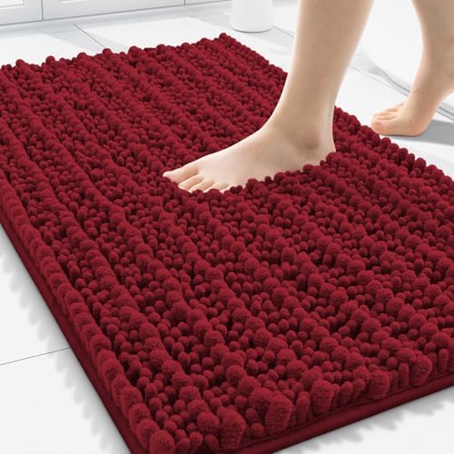 Smiry Bathroom Rugs 30X20, Extra Soft Rubber Backing Chenille Bath Mats