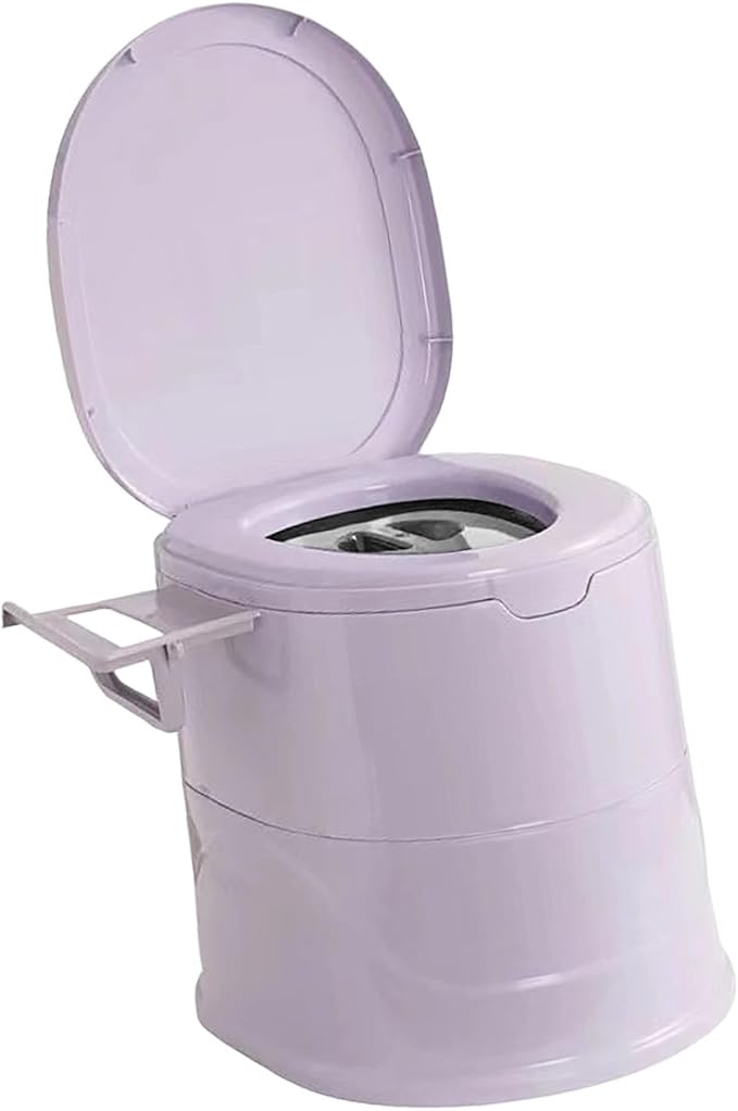 Portable Toilet for Camping, Indoor Outdoor Commode with 2 Detachable Inner Bucket, Removable Paper Holder, Toilet Brush, Travel Toilets for Camping, Hiking, Boat, Van, Emergency Use (Grey)