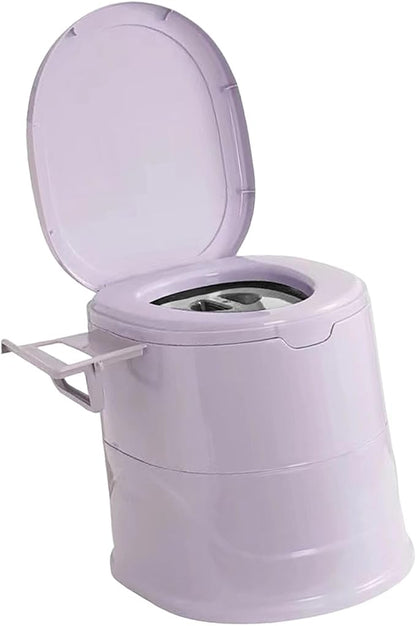 Portable Toilet for Camping, Indoor Outdoor Commode with 2 Detachable Inner Bucket, Removable Paper Holder, Toilet Brush, Travel Toilets for Camping, Hiking, Boat, Van, Emergency Use (Grey)