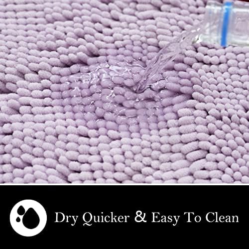 Bathroom Rugs Chenille Bath mat 2 Piece Set, Super Absorbent, PVC Non Slip Backing, Bath mats for Bathroom, Plush Shaggy, Thick, Machine Washable, Bathtub, Shower, Toilet.(Lavender)