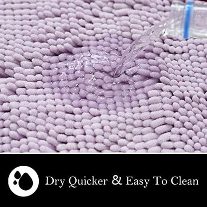Bathroom Rugs Chenille Bath mat 2 Piece Set, Super Absorbent, Strong PVC Non Slip Backing, Bath mats for Bathroom, Plush Shaggy, Thick, Machine Washable, Bathtub, Toilet.(Lavender)