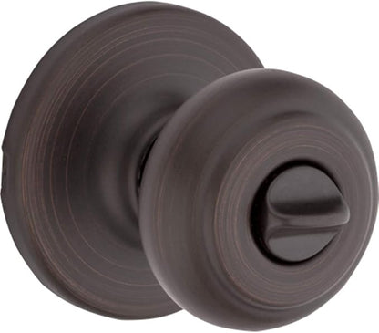 Kwikset Cove Interior Privacy Door Knob with Lock, Door Handle For Bathroom and Bedroom, Venetian Bronze Keyless Turn Lock Doorknob