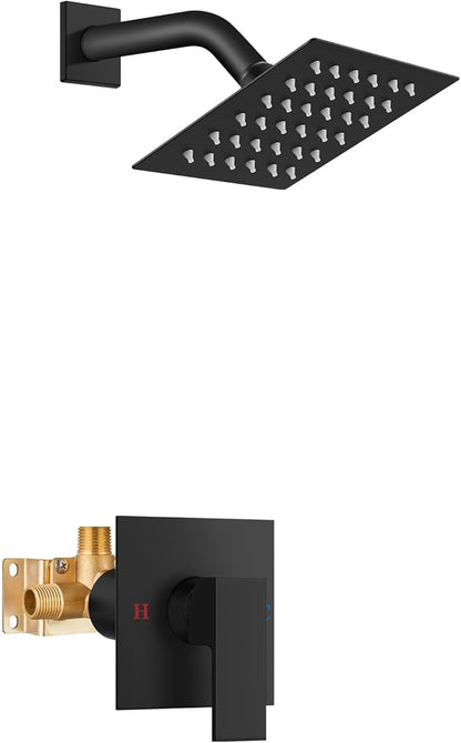 Airuida Shower Faucet Set,4 Inch Shower Valve Kit,Matte Black | Male Threads,Rough-in Valve Shower Trim Kit,Single Handle Control Shower Set