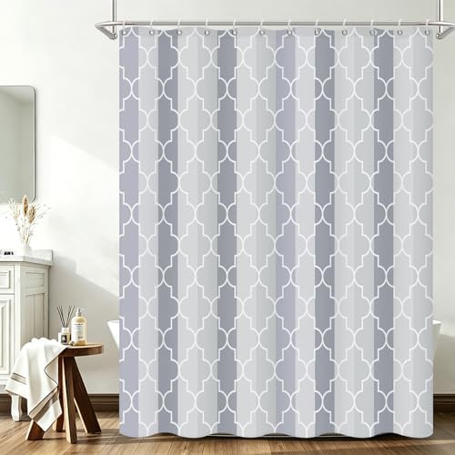 Modern Geometric Grey Shower Curtain, 72" W x 72" L