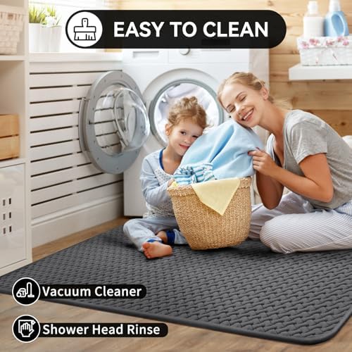 YDKGL Bathroom Rugs Non Slip, Foam Weave Texture Bath Mat, Grey 16x24