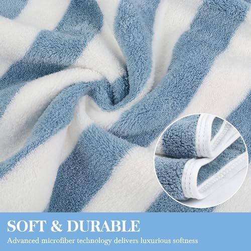 KinHwa Blue Hand Towels for Bathroom, Microfiber, 16x30 Inch, 2 Pack