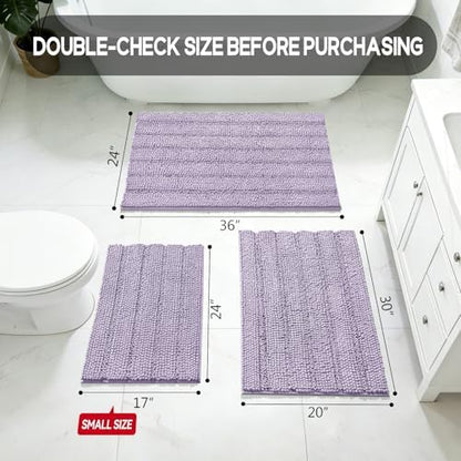 Bcoimo Bath Rug Mat,Chenille Extra Soft Lavender Bathroom Floor Shower Mats