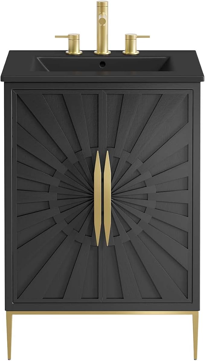 Modway Awaken Bathroom Vanity Cabinet, 24", Black Black