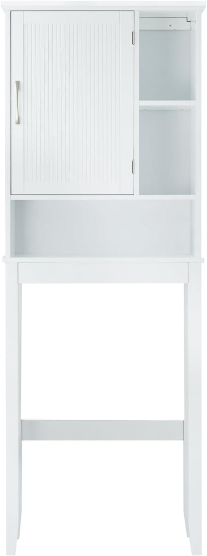 Teamson Home Newport Contemporary Wooden Over-The-Toilet Storage Bathroom Etagere Cabinet with Shelves, White | Contemporary, Wooden, With Shelves