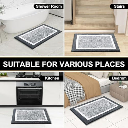 OLANLY Large Bathroom Rugs 47x32, Absorbent Microfiber Bath Rugs, Dark Grey