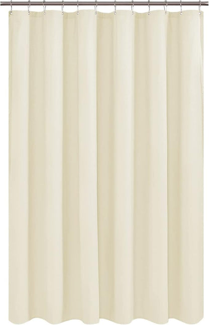 Embossed Polyester Shower Curtain Liner 71 x 96 inches, Cream | Extra Long, Machine Washable, Bottom Magnets, Water Repellent, 71x96 Soft Fabric Shower Curtain for Bathroom
