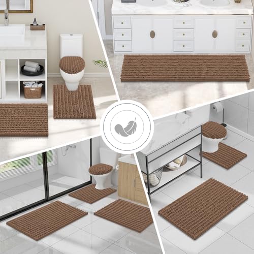 Smiry Bathroom Toilet Rugs U Shaped 24X20, Chenille Bath mats for Toilet