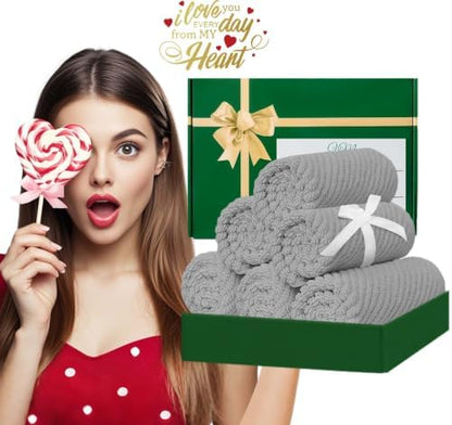 VOOVA & MOVAS Washcloths 6PC, 100% Cotton, 13x13 in, Gray