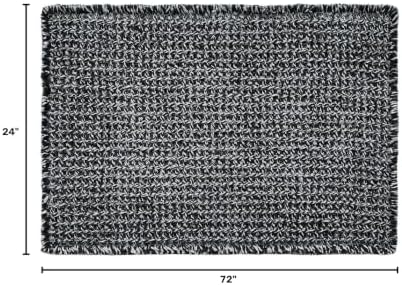 Triohero Waffle Runner Rug Bathroom, Long Boho Bath Mat 24x72 Black & White