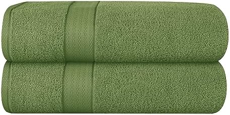 GLAMBURG 700 GSM Premium Cotton 2-Pack Oversized Extra Large Bath Sheet Set - 100% Combed Cotton - 2 Bath Sheets 35x70 - Luxury Hotel & Spa Quality - Durable Ultra Soft Highly Absorbent - Kiwi Green