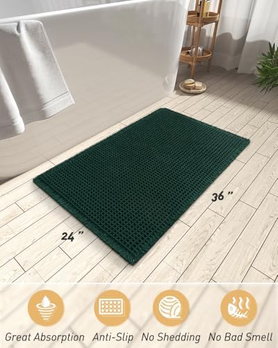 Upgraded Waffle Bath Mat Ultra Absorbent Non Slip Bathroom Mat, 24" x 36"