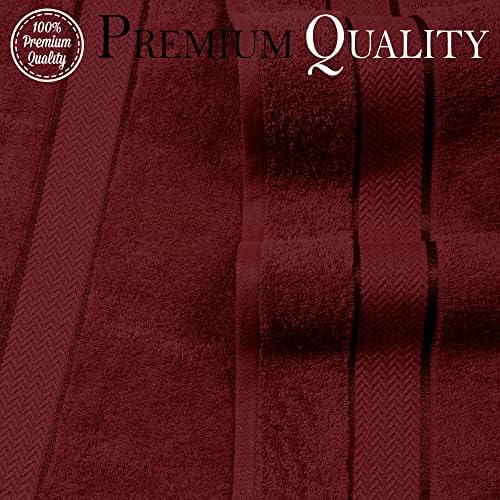 6 Piece Bath Towel Set, 2 Bath, 2 Hand, 2 Washcloths, Burgundy