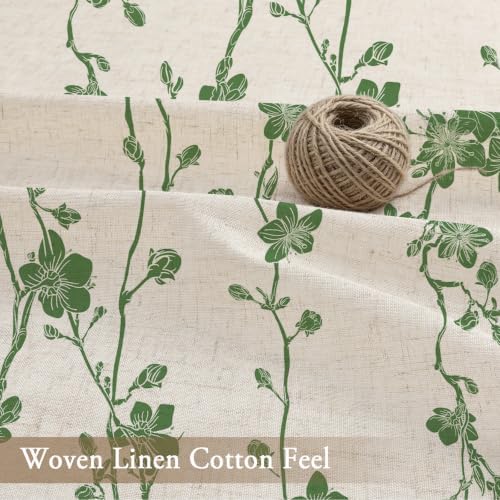 Gibelle Green Farmhouse Linen Shower Curtain, Boho Floral Fabric, 72 x 84