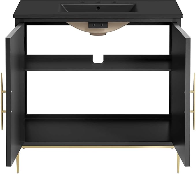 Modway Awaken Bathroom Vanity Cabinet, 36", Black Black