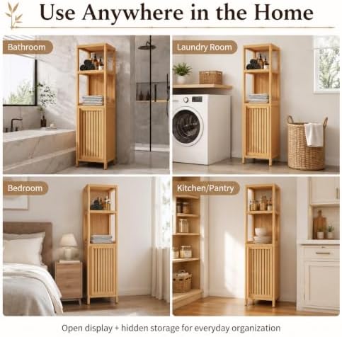 Bamboo Bathroom Storage Cabinet (Natural, 52'')