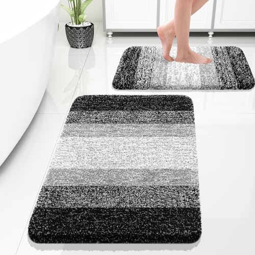 OLANLY Micorfiber Bathroom Rug Set 2 Piece, 30"x20"+24"x16"
