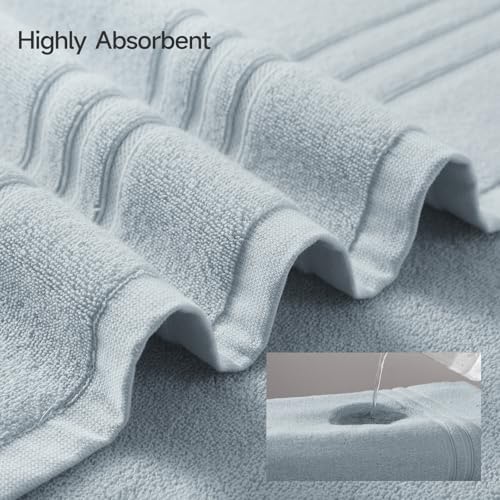 REDKISS Light Grey Towels Set 6 Piece Cotton Towel Sets with 2 Bath Towels, 2 Hand, 2 Washcloths, 650GSM Hotel Quality, Soft, Highly Absorbent Towels for Bathroom Gym, Ideal Everyday Use