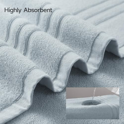 REDKISS Light Grey Towels Set 6 Piece Cotton Towel Sets with 2 Bath Towels, 2 Hand, 2 Washcloths, 650GSM Hotel Quality, Soft, Highly Absorbent Towels for Bathroom Gym, Ideal Everyday Use