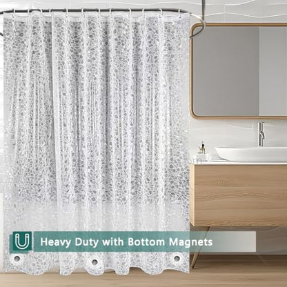 Shower Curtain Liner, 100% Waterproof Peva Shower Curtains with 3 Duty Heavy Bottom Magnets and 12 Rust Proof Grommets, 72x72 Weighted Shower Liner for Shower Stall, Bathtubs