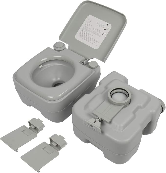 Ochine Portable Toilet Camping Porta Potty, Portable Folding Toilet with Lid, Indoor Outdoor Commode with Detachable Inner Bucket and Removable Paper Holder for Camping, Boat, Van, Emergency Use
