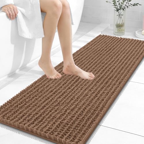 OLANLY Bathroom Runner Rugs 47x17, Thick Soft Absorbent Chenille Bath Rugs