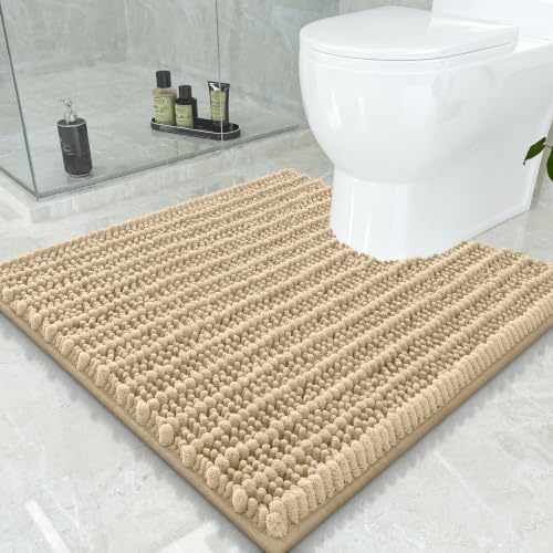 Smiry Bathroom Toilet Rugs U Shaped 24x24, Chenille Bath mats for Toilet