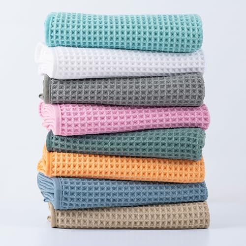 MICROFI Microfiber Waffle Bath Towels, 3 Pieces, Oversized, Soft, Absorbent, Fast Drying, Lint Free, Includes Bath, Face and Hand Towels 430 GSM