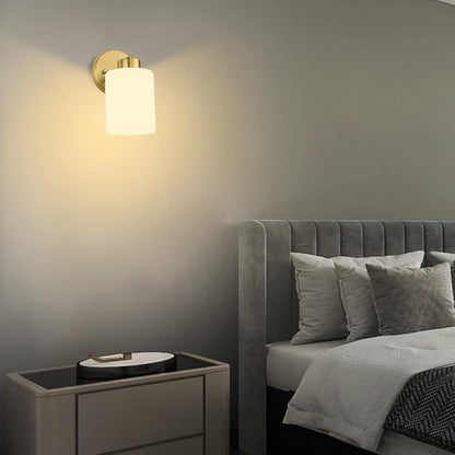 Frosted Wall Sconce Set of Two,Gold Sconce Bathroom Lighting,Modern Brass Vanity Light,Mid-Century Vanity Sconces for Bathroom,Livingroom,Kitchen