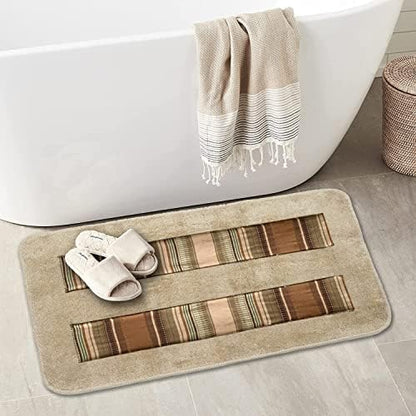 Zahari Home Contempo Modern Bathroom Rug Classic Luxury Bath Rug Contemporary Decor Beautiful Shower Mat Unique Design Stylish Washable Bathroom Rug Striped Bath Rug Bath Shower Tub Décor