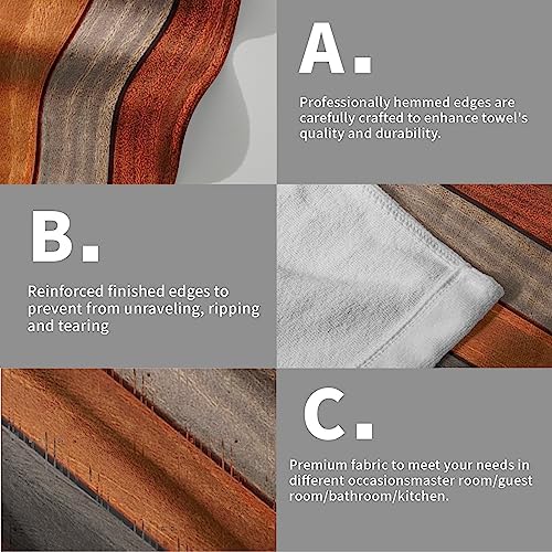 Orange Brown Wood Hand Towels Set of 2,Fall Rustic Wooden Plank Soft Absorbent Fingertip Towels Face Towels for Bathroom, Spa, Gym, Yoga, 28 x 14 Inch Thanksgiving Farmhouse Decor