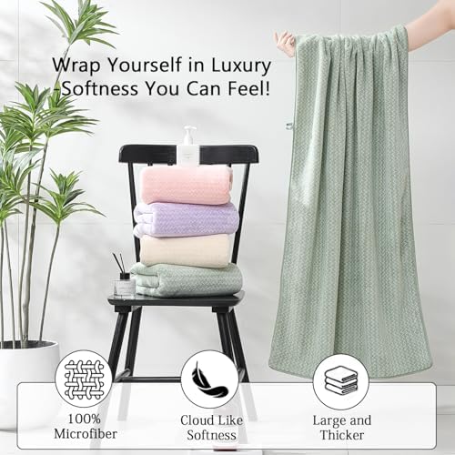 Ycosy 18 Piece Bath Towels Set,100% Microfiber Family Bathroom Towel with Hanging Loops-6 Bath Towels,6 Hand Towels,6 Washcloths,Quick Dry Highly Absorbent Shower Towel for Bathroom,Hotel,Spa-Green