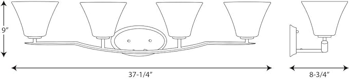 Progress Lighting P2007-09 Bravo Collection Etched Glass Modern Bath Vanity Light, 4-Light, Brushed Nickel
