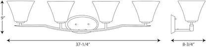 Progress Lighting P2007-09 Bravo Collection Etched Glass Modern Bath Vanity Light, 4-Light, Brushed Nickel