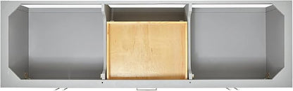 ARIEL Magnolia 72-inch Bathroom Vanity with Sink,Solid Wood, 1.5-inch Carrara White Quartz Countertop & Backsplash, Double Rectangular Porcelain Sink, 4 Soft Closing Doors, 3 Dovetail Drawers, Grey