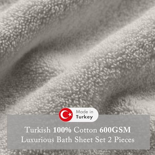 Madison Park Turkish 600 GSM Bath Sheet Set, 35 x 70 in - 2 Piece, Grey