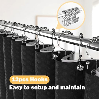 23 PCS Black Bathroom Accessories Set丨Shower Curtain Bathroom Accessory
